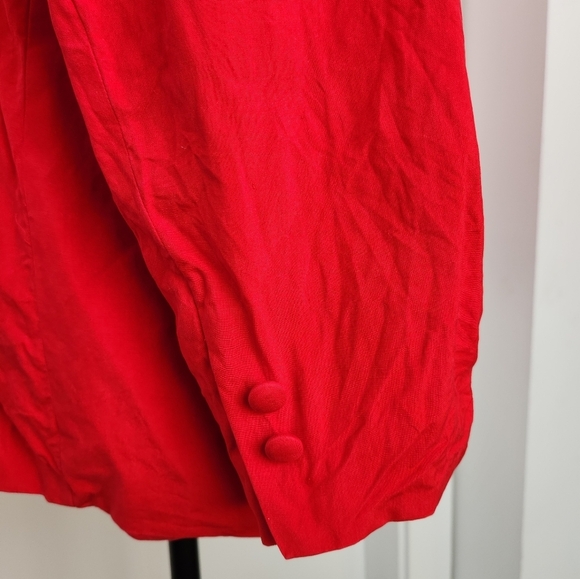 80s Red Silk Blazer Jacket - Picture 8 of 12